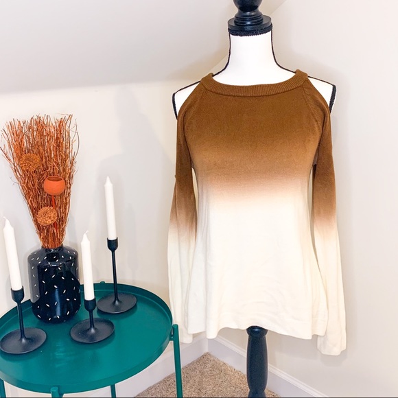 VENUS Sweaters | Venus Brown White Fuzzy Ombre Sweater Small | Poshmark